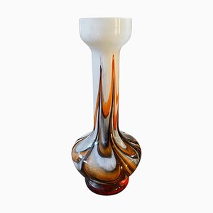 Space Age Orange and Brown Opaline Glass Vase attributed to Carlo Moretti, 1970s