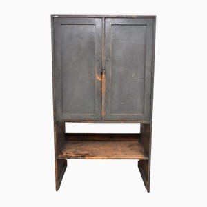 Vintage Industrial Wooden Factory Cabinet, 1950s