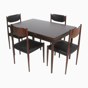 Rosewood Dining Table & Chairs, 1960s, Set of 5