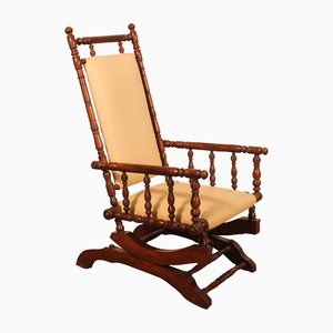 Rocking Chair Covered with Leather, Early 20 Century