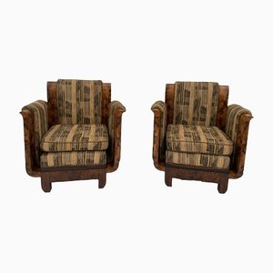 Vintage Armchairs in Walnut Burl by Franco Albini, 1930s, Set of 2