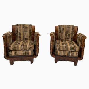 Armchairs in Burl Walnut by Franco Albini, 1930s, Set of 2