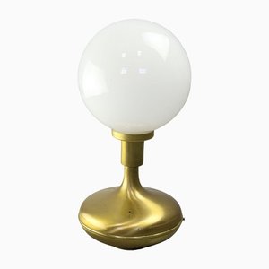 Mid-Century Italian Modern Brass & Opaline Glass Table Lamp