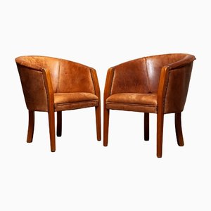 Dutch Sheep Leather Club Chairs, 1960s, Set of 2