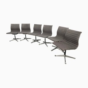 Gray Mottled Aluminum EA 107 Swivel Chairs by Charles & Ray Eames for Herman Miller, 1970s, Set of 6