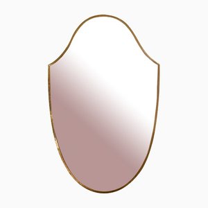 Mid-Century Brass Shield Mirror, 1950s