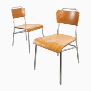 Mid-Century Plywood & Aluminum Desk Chairs, Set of 2