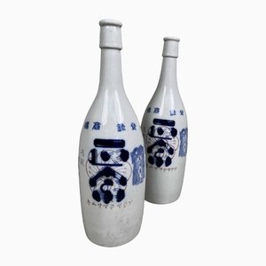 Botellas de soja de cerámica, década de 1890. Juego de 2