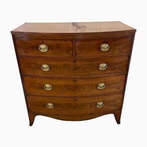 Antique George III Quality Mahogany Bow Front Chest with 5 Drawers