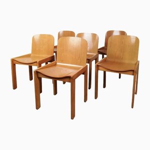 Sillas de comedor de contrachapado curvado de Molteni, Italy, años 70. Juego de 6