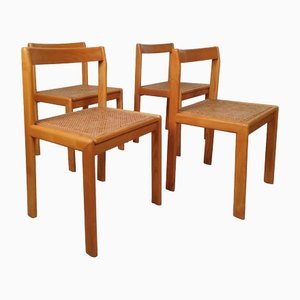 Chaises de Salle à Manger Vintage en Frêne et Paille Viennoise, Italie, 1970s, Set de 4