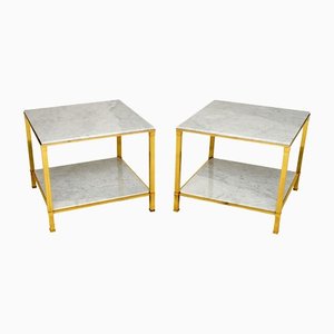 Vintage Brass & Marble Side Tables , Set of 2, 1970s