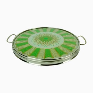 Art Deco Abstract Glass & Metal Tray, 1930s