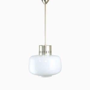 Lampe à Suspension Mid-Century en Opaline