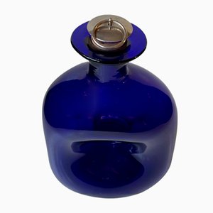 Squeezed Blue Glass Decanter by Jacob E. Bang for Holmegaard, 1960s