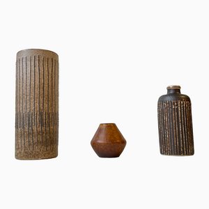 Scandinavian Modern Glazed Ceramic Vases, 1970s, Set of 3