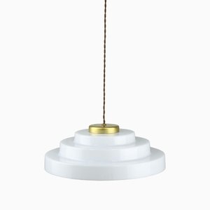 Mid-Century Cascade Brass and Acrylic Glass Pendant Lamp