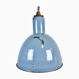 Lampada da soffitto vintage in ghisa blu, anni '50
