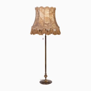 Vintage French Floor Lamp with Leather Lampshade