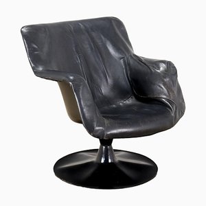 Leather Swivel Lounge Chair by Haimi Yrjö Kukkapuro, Finland, 1960s