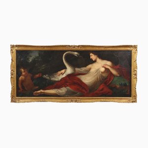 Leda e il cigno, Italia, XIX secolo, Olio su tela, Incorniciato