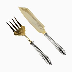 Coltello da portata in argento e forchetta, set di 2