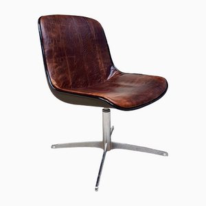 Mid-Century Modernist Chrome & Leather Swivel Chair, 1970s