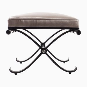 French Neo-Classical Enameled Iron X Footstool, 1950s