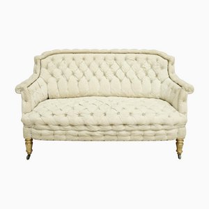 Antique Buttoned Piecrust French Sofa, 1800s