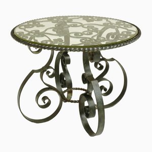 Mid-Century Spanish Iron and Glass Side Table