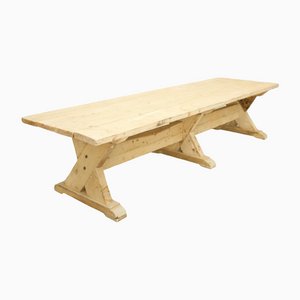 Long Rustic X Frame Dining Table in Pine