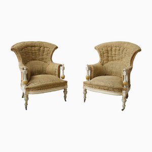 Antique Painted Fishtail Armchairs, 1800s, Set of 2