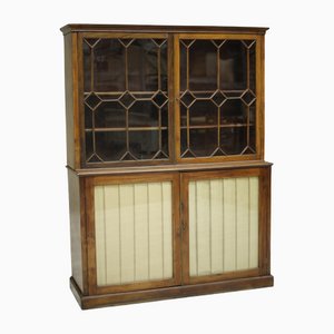 Antique Georgian Glazed Cabinet in Mahogany with Material Doors