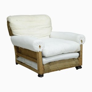 Antique Country House Armchair with Pillow Arms