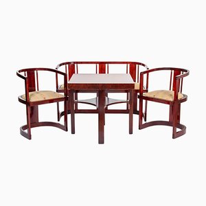 Art Deco Seating Ensemble, Canape, Armchairs and Center Table, Ca. 1920, Set of 4