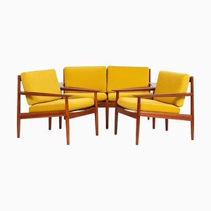 Danish Teak Sofa and Armchairs attributed to Arne Vodder for Glostrup Furniture Factory, 1960s, Set of 3