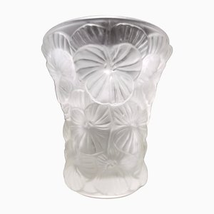 Vintage Blown and Frosted Glass Vase in the style of René Lalique, France, 1960s