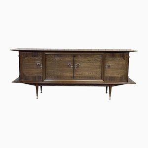 Credenza in palissandro con maniglie in pelle, anni '60