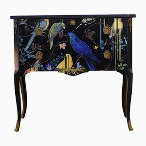 Gustavian Style Commode with Christian Lacroix Birds Design, 1950s
