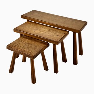 Modernist Oak Nesting Tables, 1960s, Set of 3