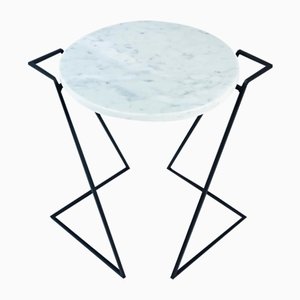 Saturno Side Table in Carrara Marble by Nicola Di Froscia