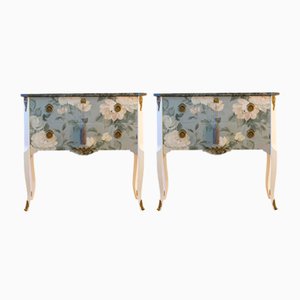 Gustavian Louis XV Style Chests with Floral Pattern, 1950s, Set of 2