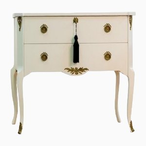 Gustavian Style Commode in White with Brass Details, 1950s