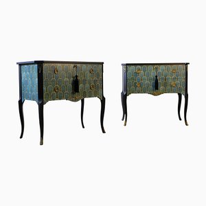 Commodes Vintage Vertes et Dorées, 1950s, Set de 2