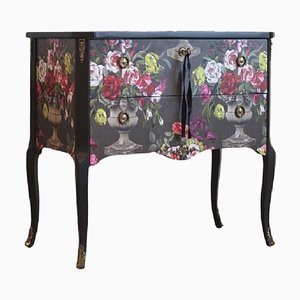 Gustavian Style Commode with Floral Christian Lacroix Design, 1950s