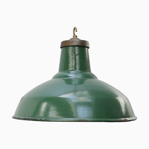 Vintage American Industrial Green Enamel Pendant Light