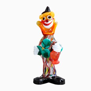 Figura de payaso italiana de cristal de Murano, años 70