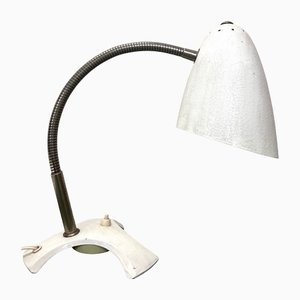 Lampe de Bureau Mid-Century avec Vernis Rétractable Blanc, 1950s