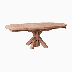 Mid-Century Circular Extendable Dining Table in Oak by De Puydt