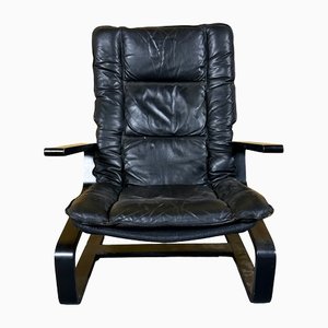 Black Leather Armchair, 1960s
